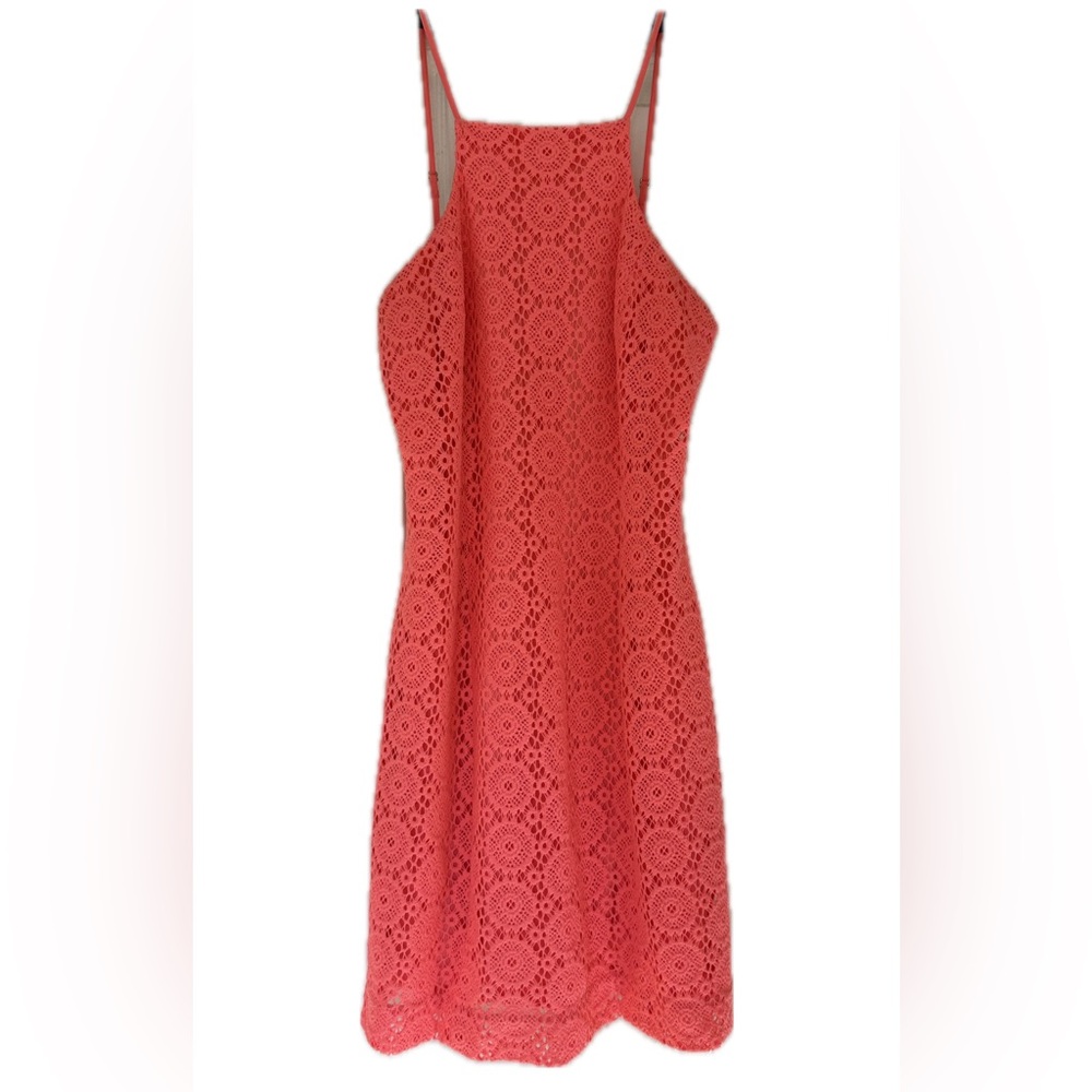Lilly Pulitzer Pink Coral Costello Halter Dress Size Small Lace Eyelet